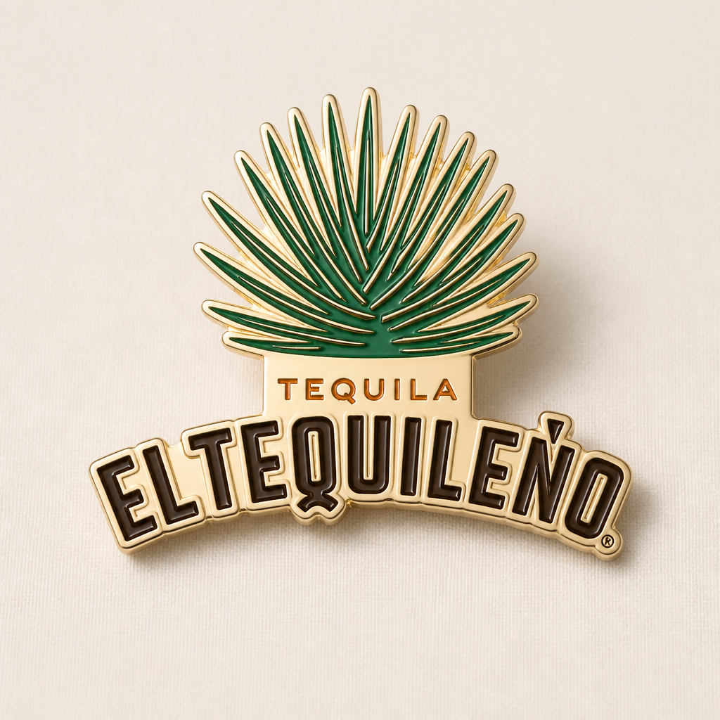 AI-generated gold round enamel pin